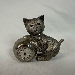 Vintage Miniature Kitchen Utensil Set Sharp Clock Copper Silver 3”